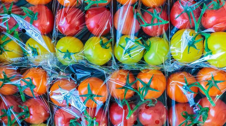 Rigid-and-Flexible-Packaging-PVC-Films-wrapped-yellow-orange-and-red-cherry-tomatoes